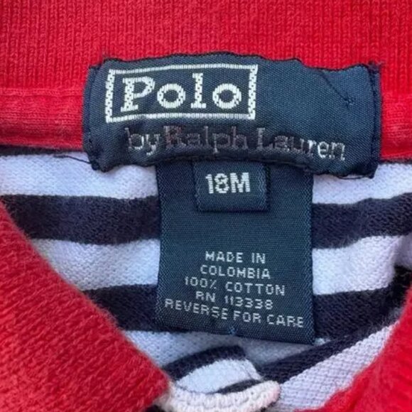 Baby One Piece Outfit Sz 18 Mos Navy Striped Collar Preppy - Picture 5 of 8